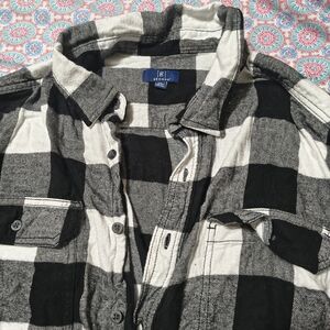 George Men's Flannel Long Sleeve Shirt Size 2XL Black And White